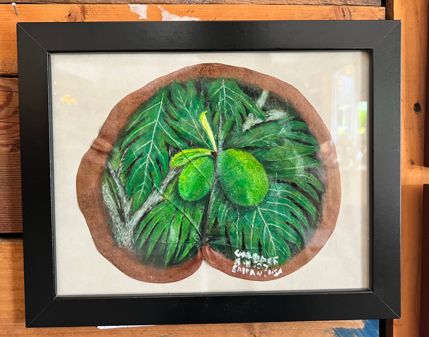 Bread Fruit Painting on Leaf 8x11
