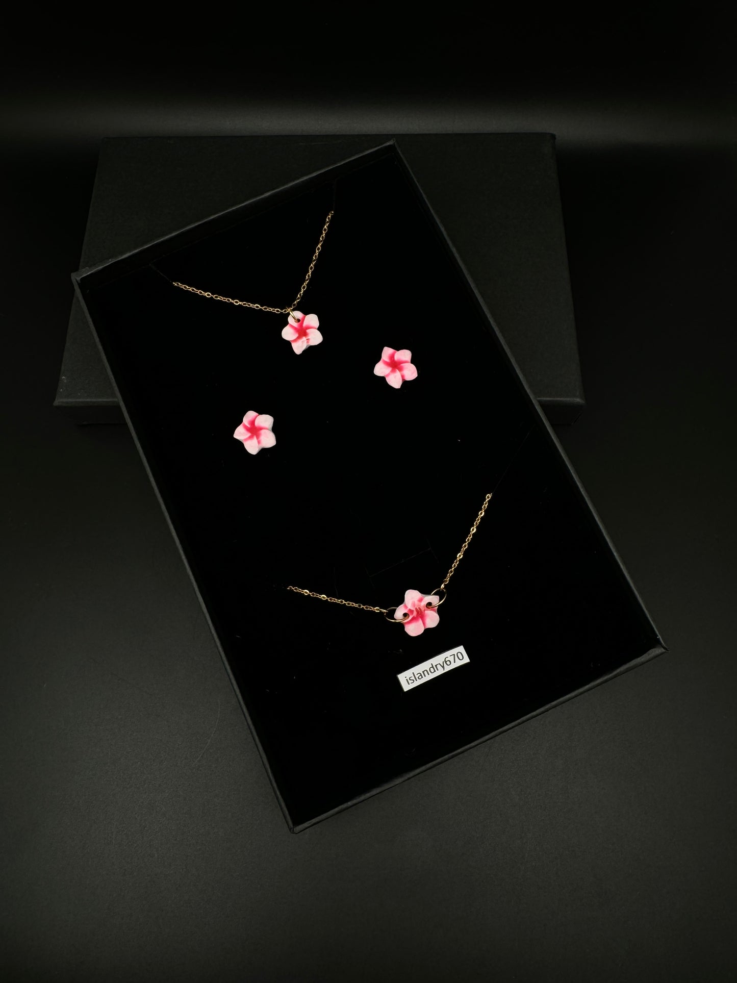 Pink Plumeria Jewelry Set