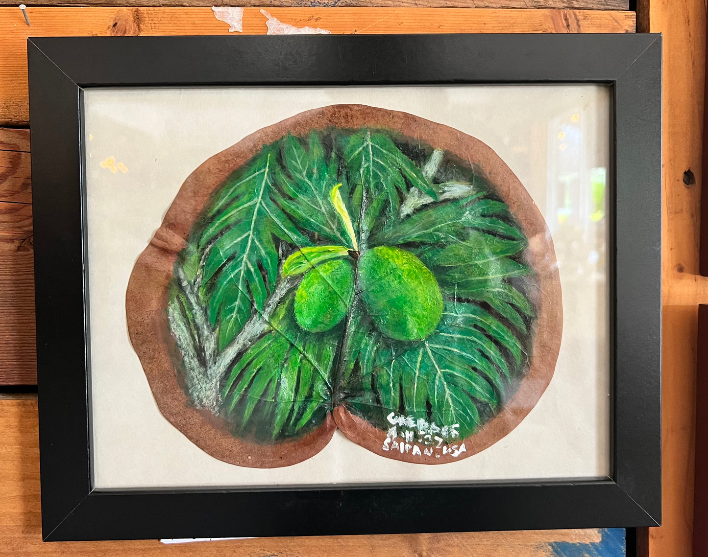 Bread Fruit Painting on Leaf 8x11
