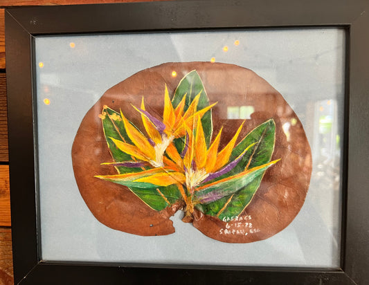 Helicinia Flower on Dry Leaf 9x12