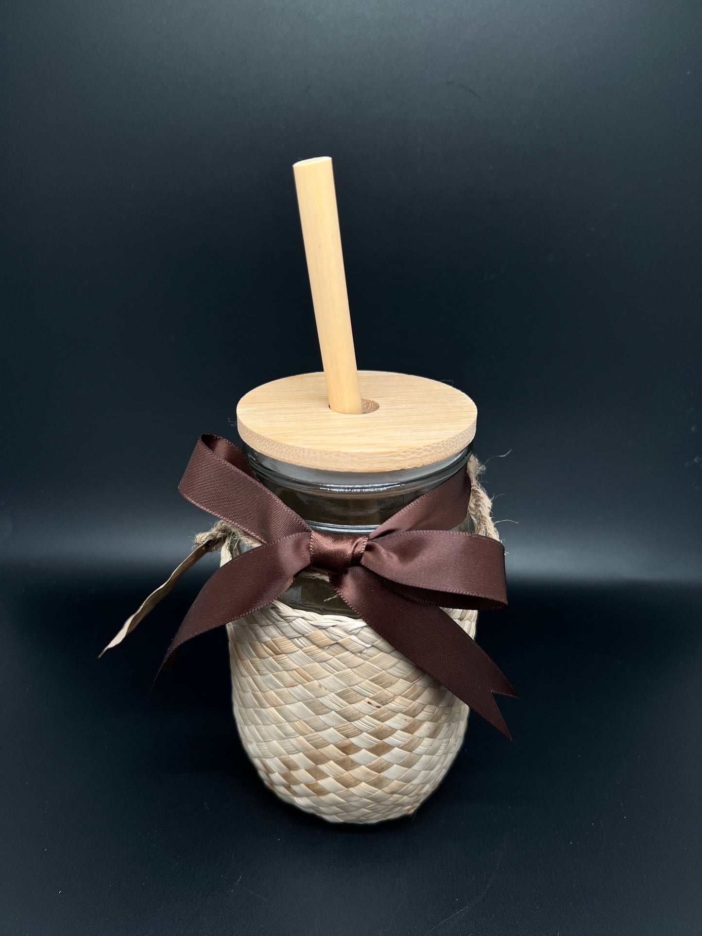 Mason Jar W/ Bamboo Straw