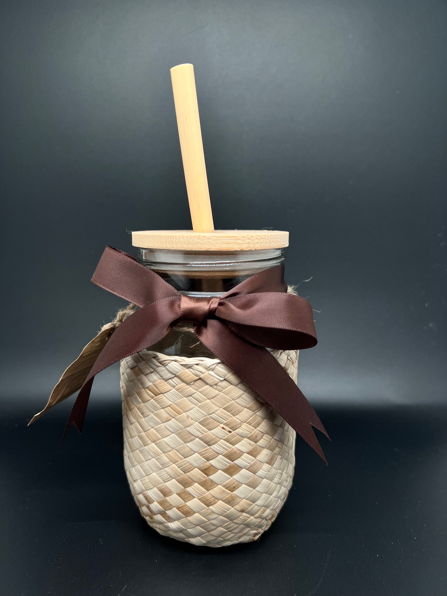 Mason Jar W/ Bamboo Straw