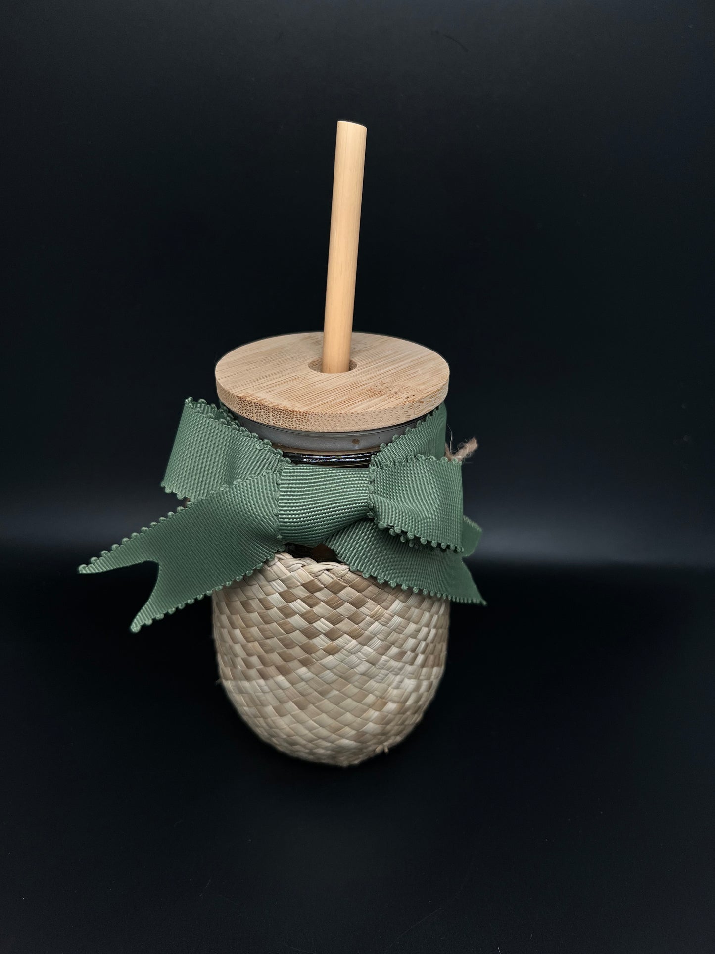 Mason Jar W/ Bamboo Straw